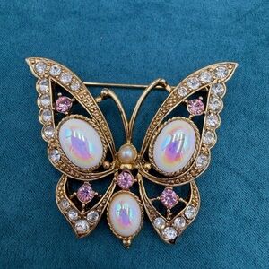 Sparkling Butterfly Brooch with Multicolor Crystals